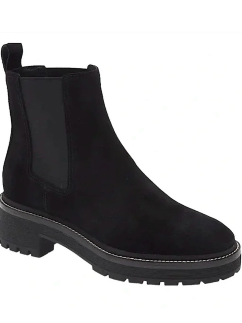 Tory Burch Black Suede Chelsea Lug Ankle Boot